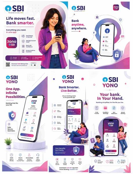 thumbnail SBI YONO PSD Bundle  ATM, Branch Branding & Promotional Banners